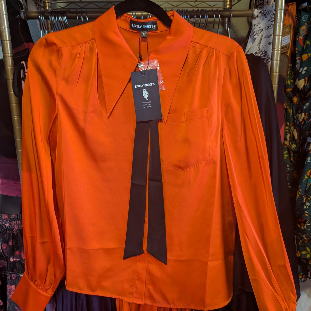 Orange Long Sleeve Blouse by Lively Ghosts